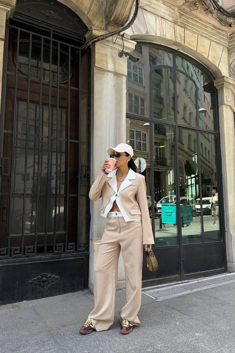 CROPPED JACKET+TROUSERS WOMEN SET BEIGE/BEZHE - 7
