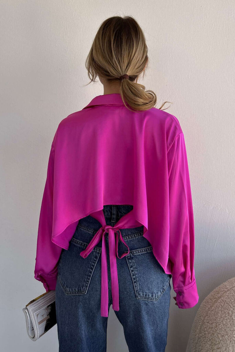 CROPPED LACING WOMEN SHIRT FUCHSIA/CIKLAMI - 2