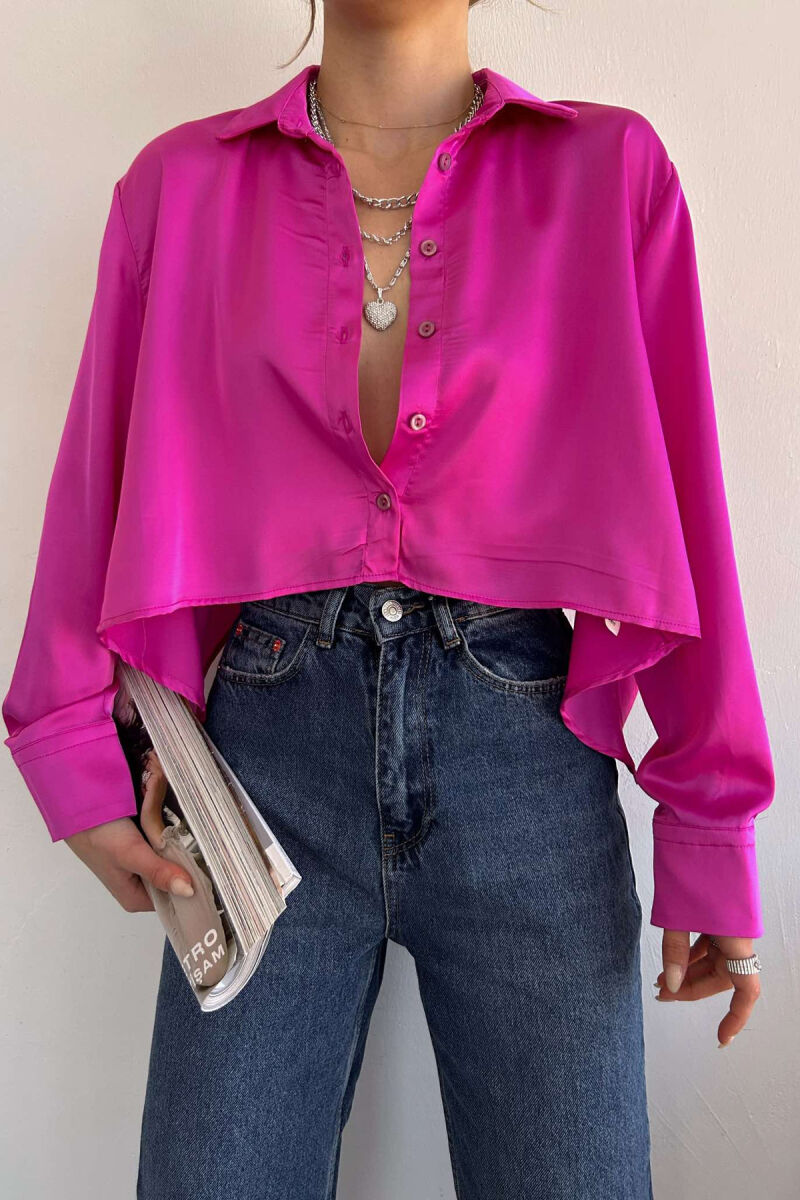 CROPPED LACING WOMEN SHIRT FUCHSIA/CIKLAMI - 3