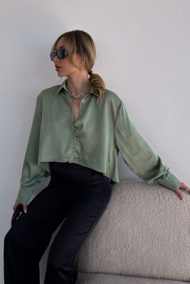 CROPPED LACING WOMEN SHIRT GREEN/JESHILE 