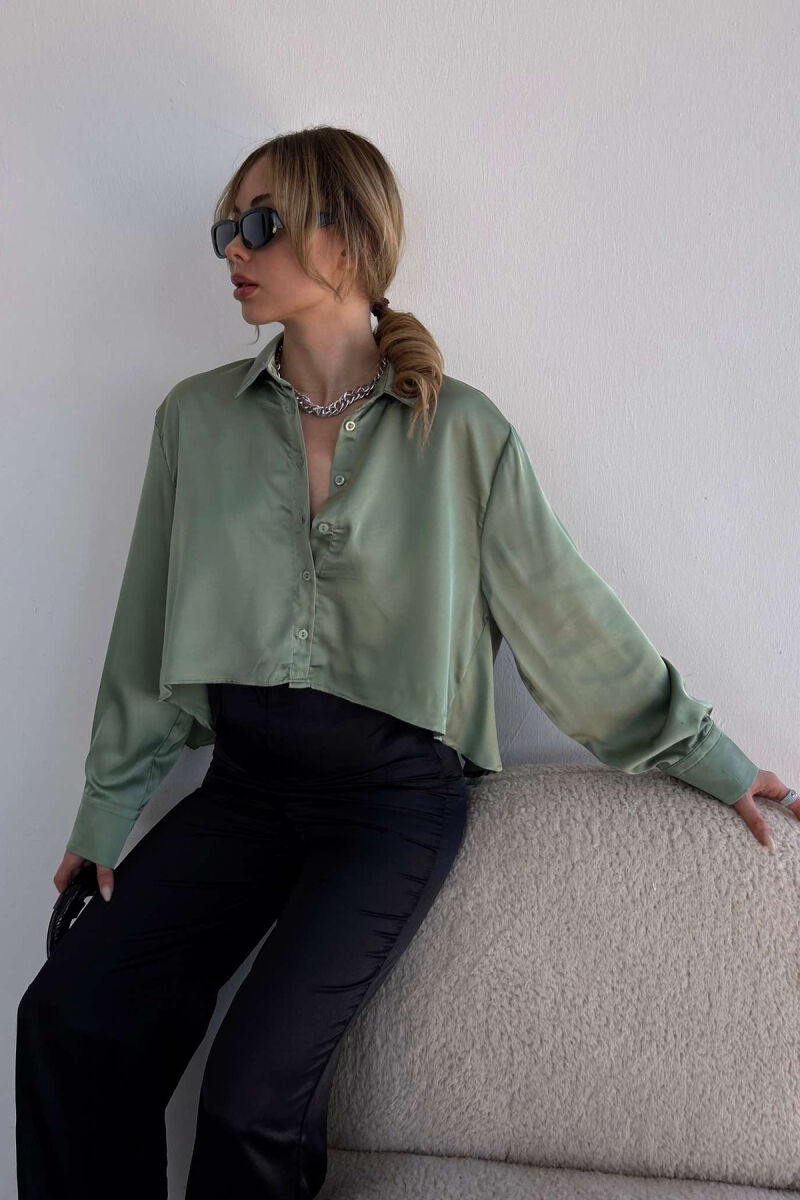 CROPPED LACING WOMEN SHIRT GREEN/JESHILE - 1