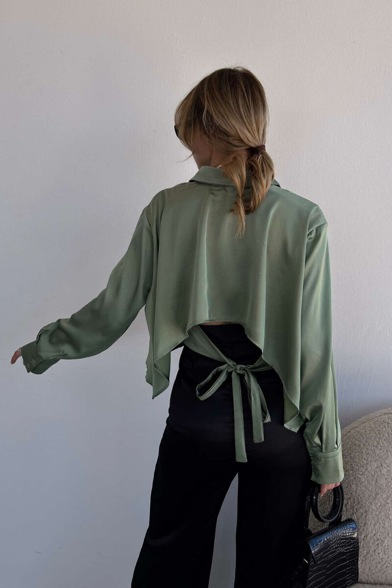 CROPPED LACING WOMEN SHIRT GREEN/JESHILE - 2