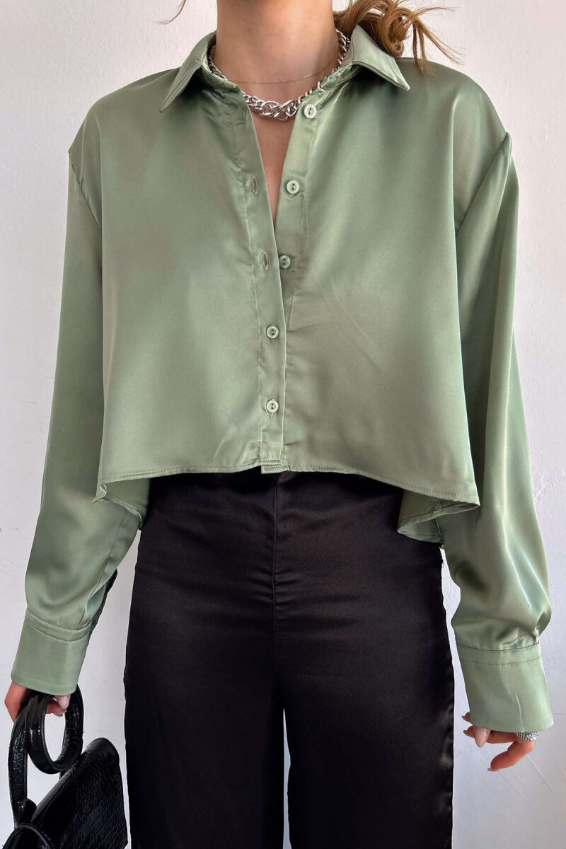 CROPPED LACING WOMEN SHIRT GREEN/JESHILE - 3