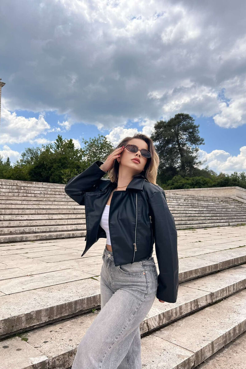 CROPPED LEATHER WOMEN JACKET BLACK/ E ZEZE - 2