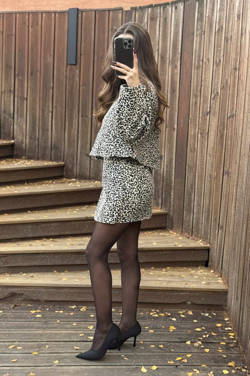 CROPPED LEO JACKET+SKIRT WOMEN SET BEIGE/BEZHE - 4