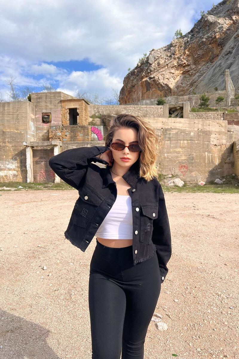 CROPPED SIMPLE WOMEN JACKET BLACK/ E ZEZE - 2