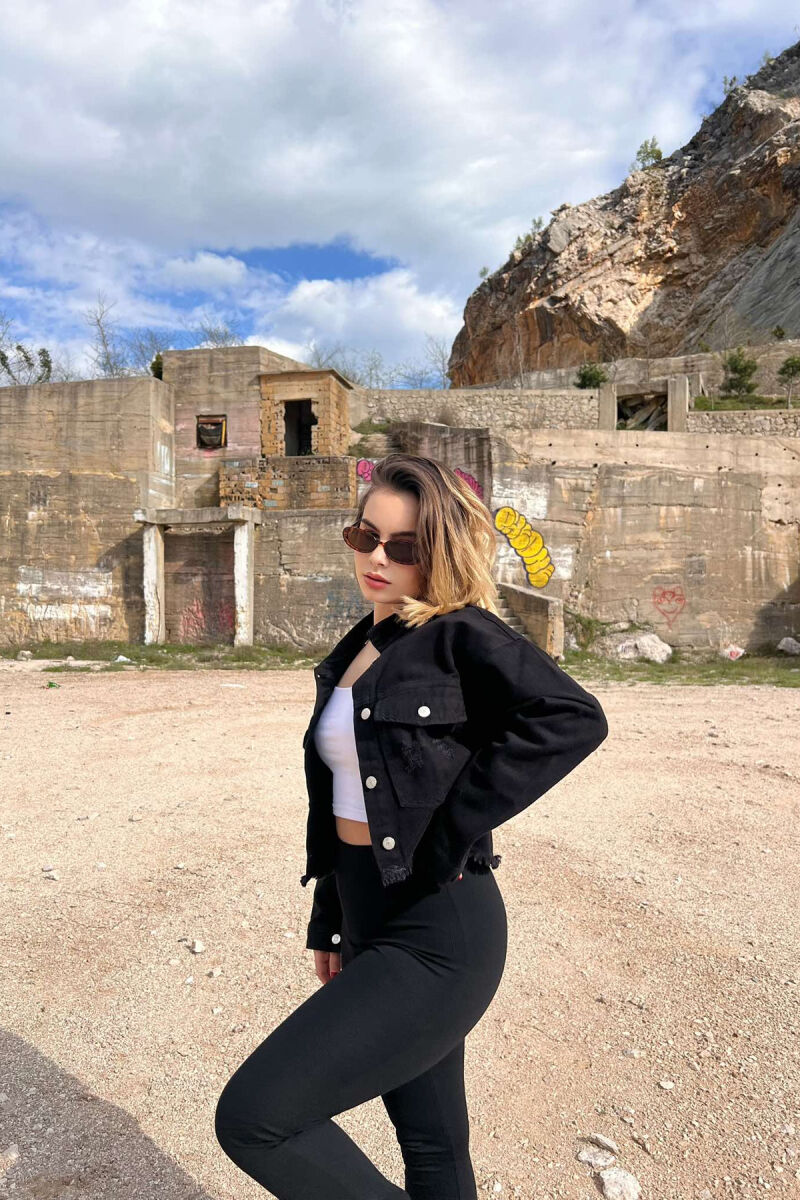 CROPPED SIMPLE WOMEN JACKET BLACK/ E ZEZE - 3