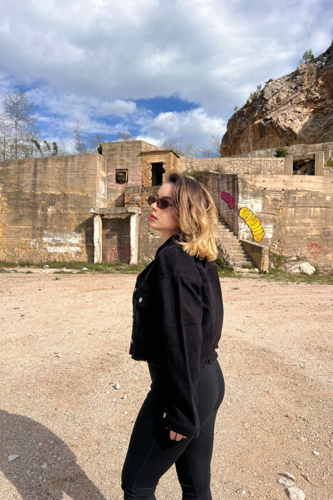 CROPPED SIMPLE WOMEN JACKET BLACK/ E ZEZE - 4