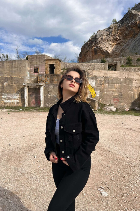 CROPPED SIMPLE WOMEN JACKET BLACK/ E ZEZE 