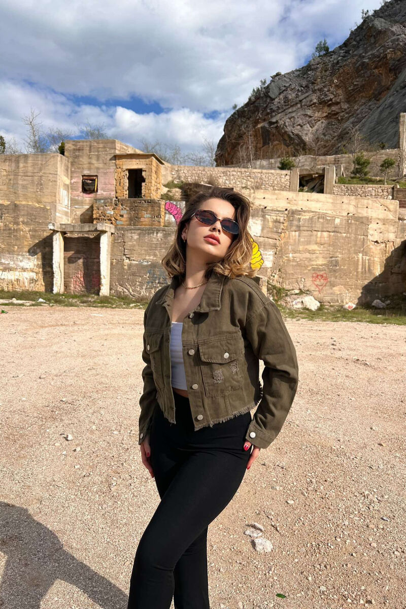 CROPPED SIMPLE WOMEN JACKET GREEN/JESHILE - 3