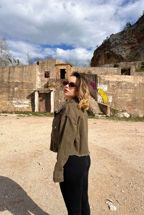 CROPPED SIMPLE WOMEN JACKET GREEN/JESHILE - 4