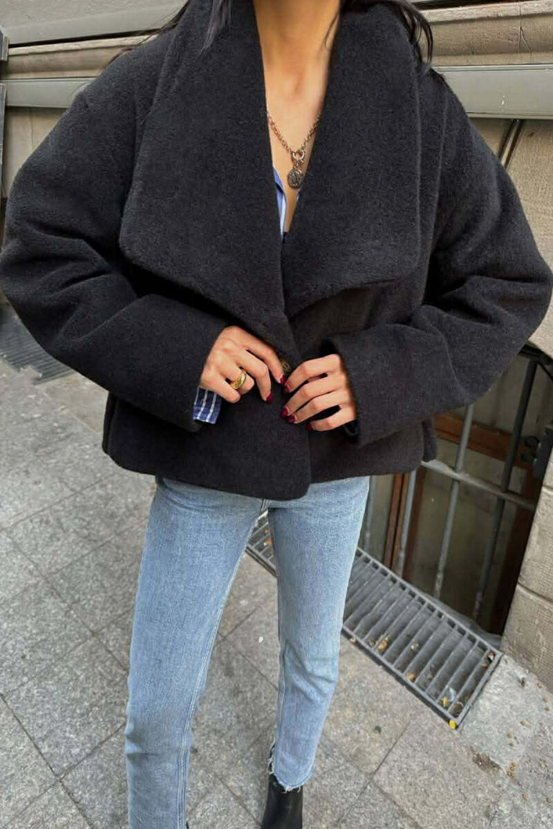 CROPPED SIMPLE WOOL WOMEN JACKET BLACK/ E ZEZE - 2