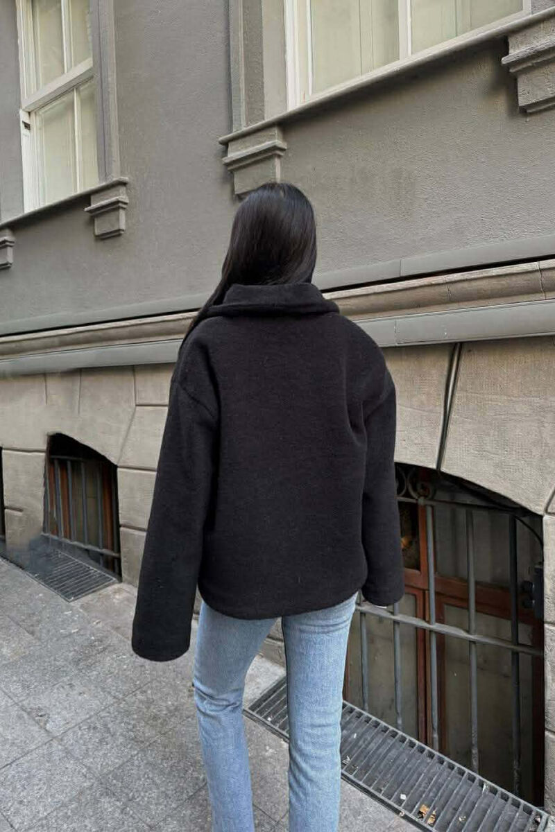 CROPPED SIMPLE WOOL WOMEN JACKET BLACK/ E ZEZE - 3