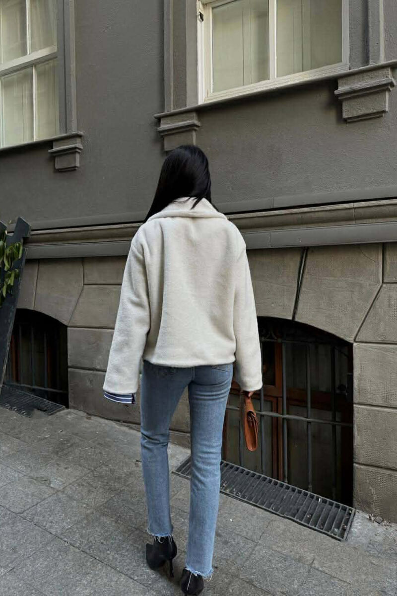 CROPPED SIMPLE WOOL WOMEN JACKET CREAM/KREM - 3