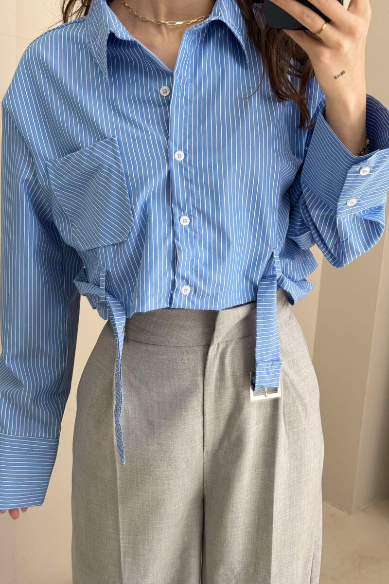 CROPPED STRIPE DESIGN WOMEN SHIRT LIGHTBLUE/BZ - 4
