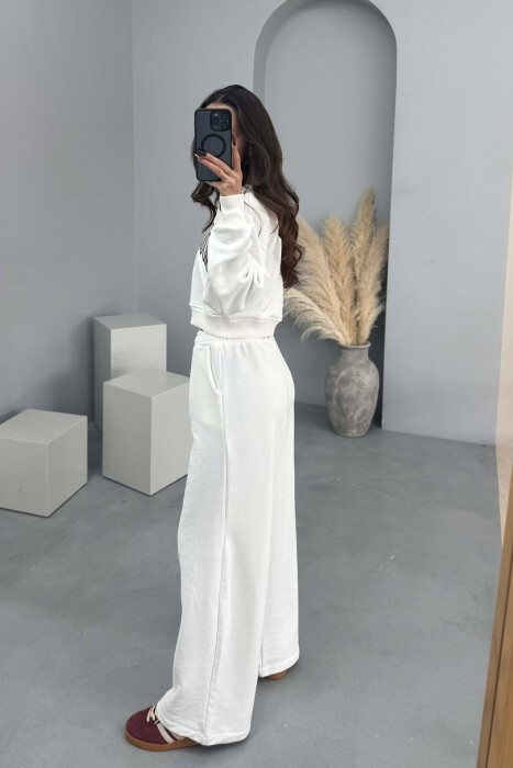 CROPPED SWEATSHIRT+SWEATPANTS WRITTINGS WOMEN SET WHITE-E BARDHE - 2