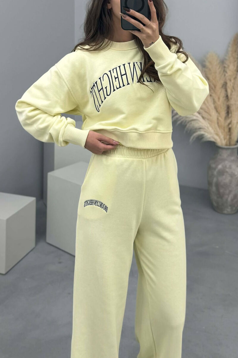 CROPPED SWEATSHIRT+SWEATPANTS WRITTINGS WOMEN SET YELLOW/E VERDHE - 2
