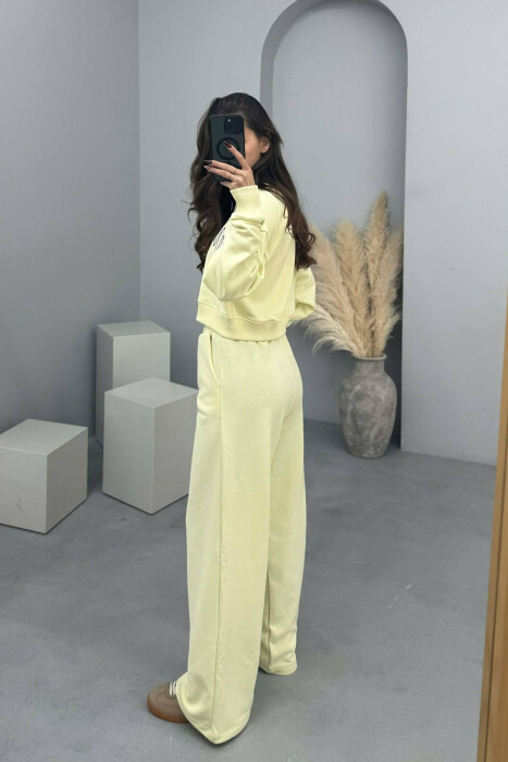 CROPPED SWEATSHIRT+SWEATPANTS WRITTINGS WOMEN SET YELLOW/E VERDHE - 4