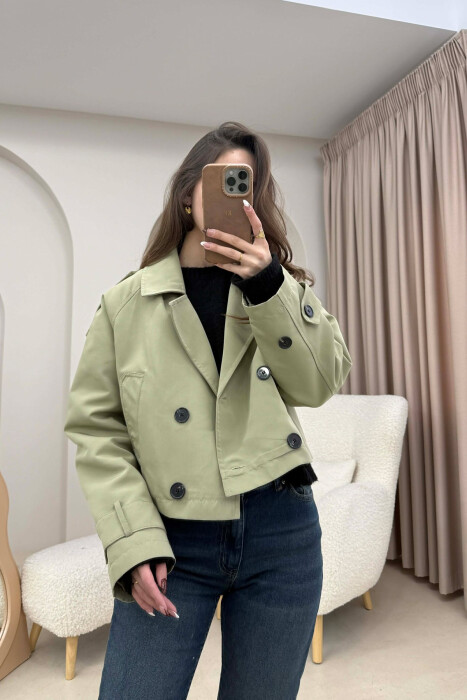 CROPPED V NECK WOMEN JACKET OLIVE/ULLI - 1