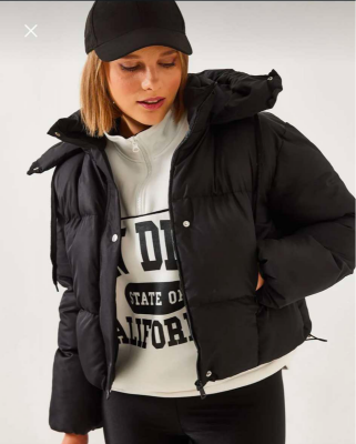 CROPPED WOMEN PUFFER JACKET BLACK/ E ZEZE 