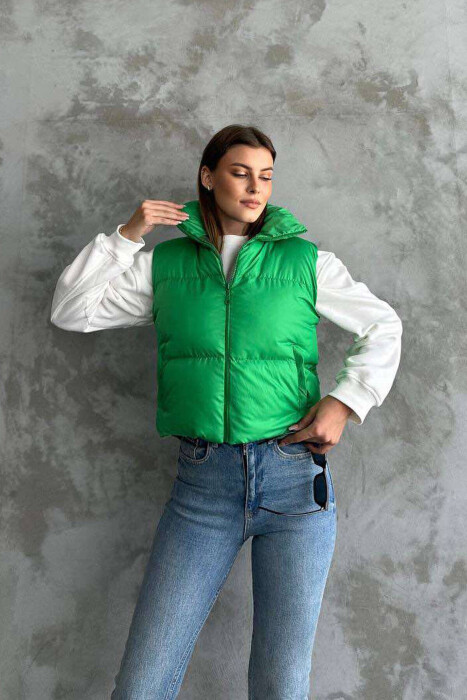 CROPPED WOMEN VEST IN GREEN COLOR - 1