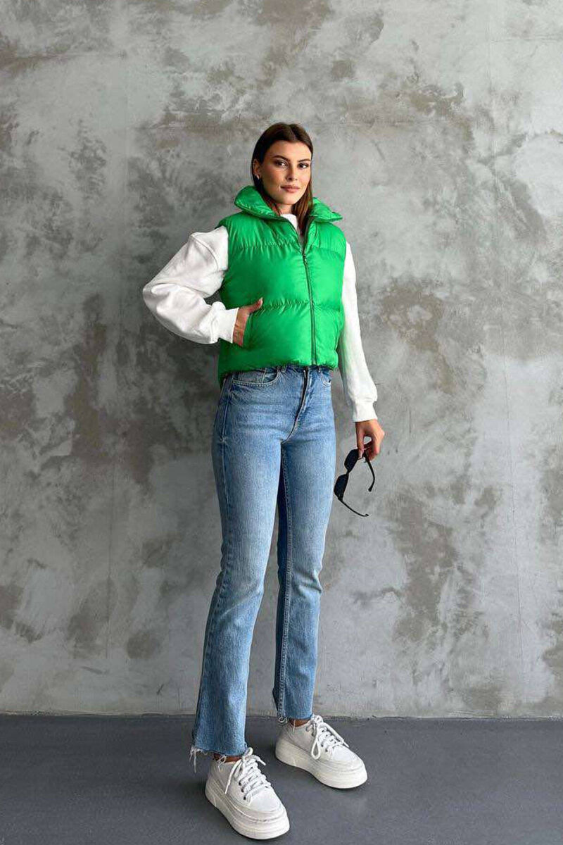 CROPPED WOMEN VEST IN GREEN COLOR - 3