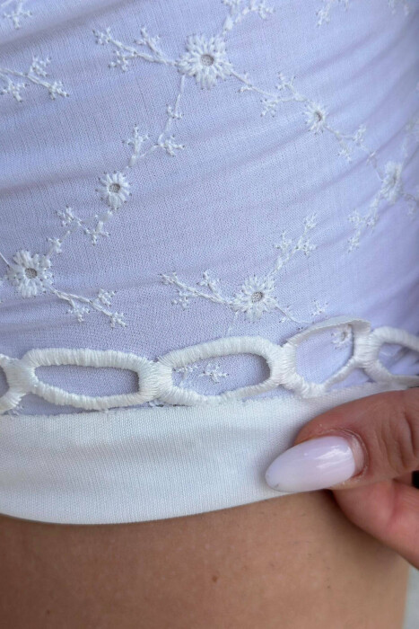 CROP+SHORT TROUSERS WOMAN SET WHITE-E BARDHE - 4