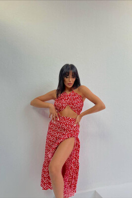 CROP+SKIRT HEART WOMAN SET RED/E KUQE 