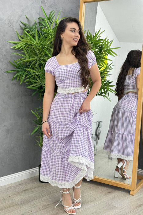 CROP+SKIRT SQUARE WOMAN SET PURPLE/LEJLA - KLAUDIO FASHION