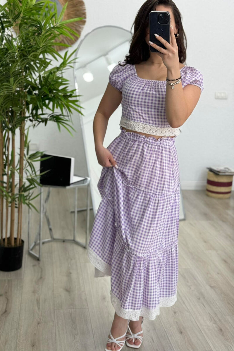 CROP+SKIRT SQUARE WOMAN SET PURPLE/LEJLA - 2