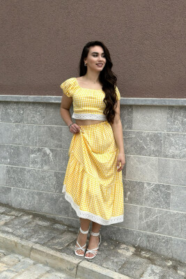 CROP+SKIRT SQUARE WOMAN SET YELLOW/E VERDHE 