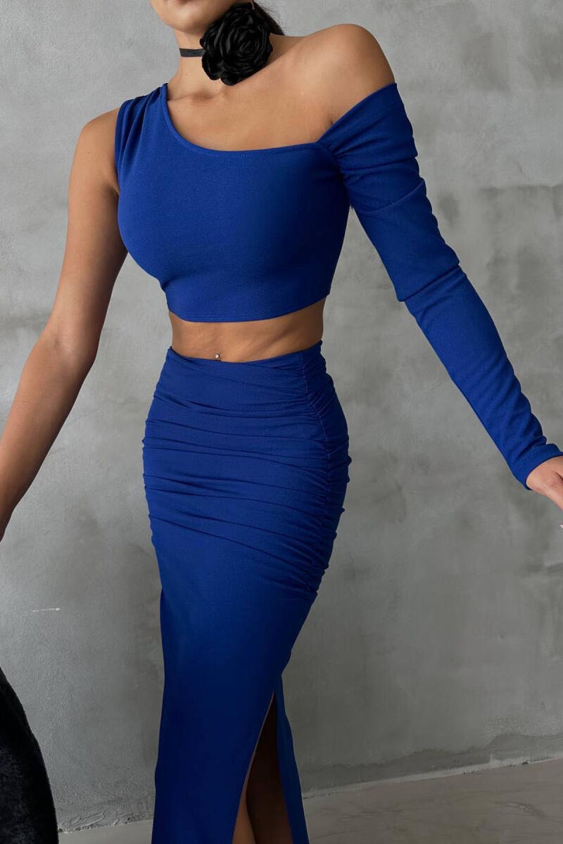 CROP+SKIRT TWO PIECES WOMAN SET BLUE/BLU - 2