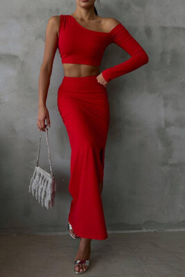 CROP+SKIRT TWO PIECES WOMAN SET RED/E KUQE 