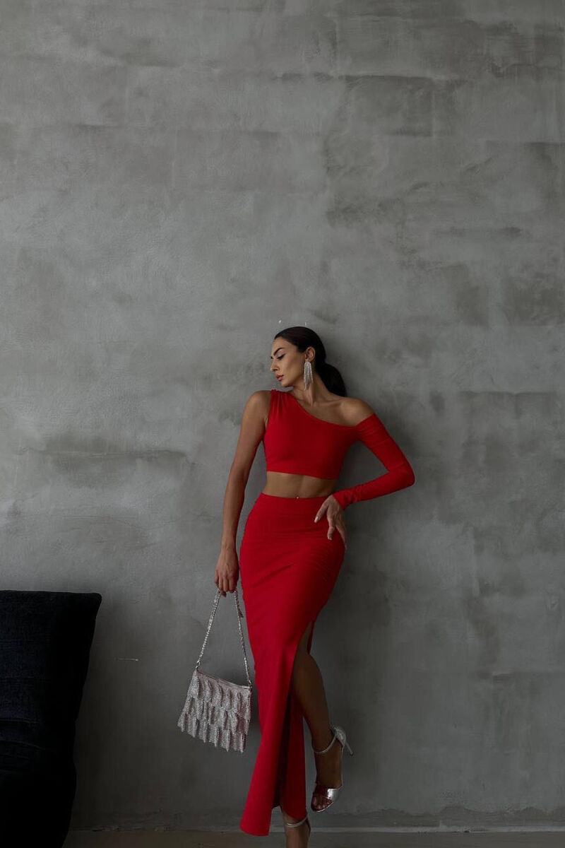 CROP+SKIRT TWO PIECES WOMAN SET RED/E KUQE - 3