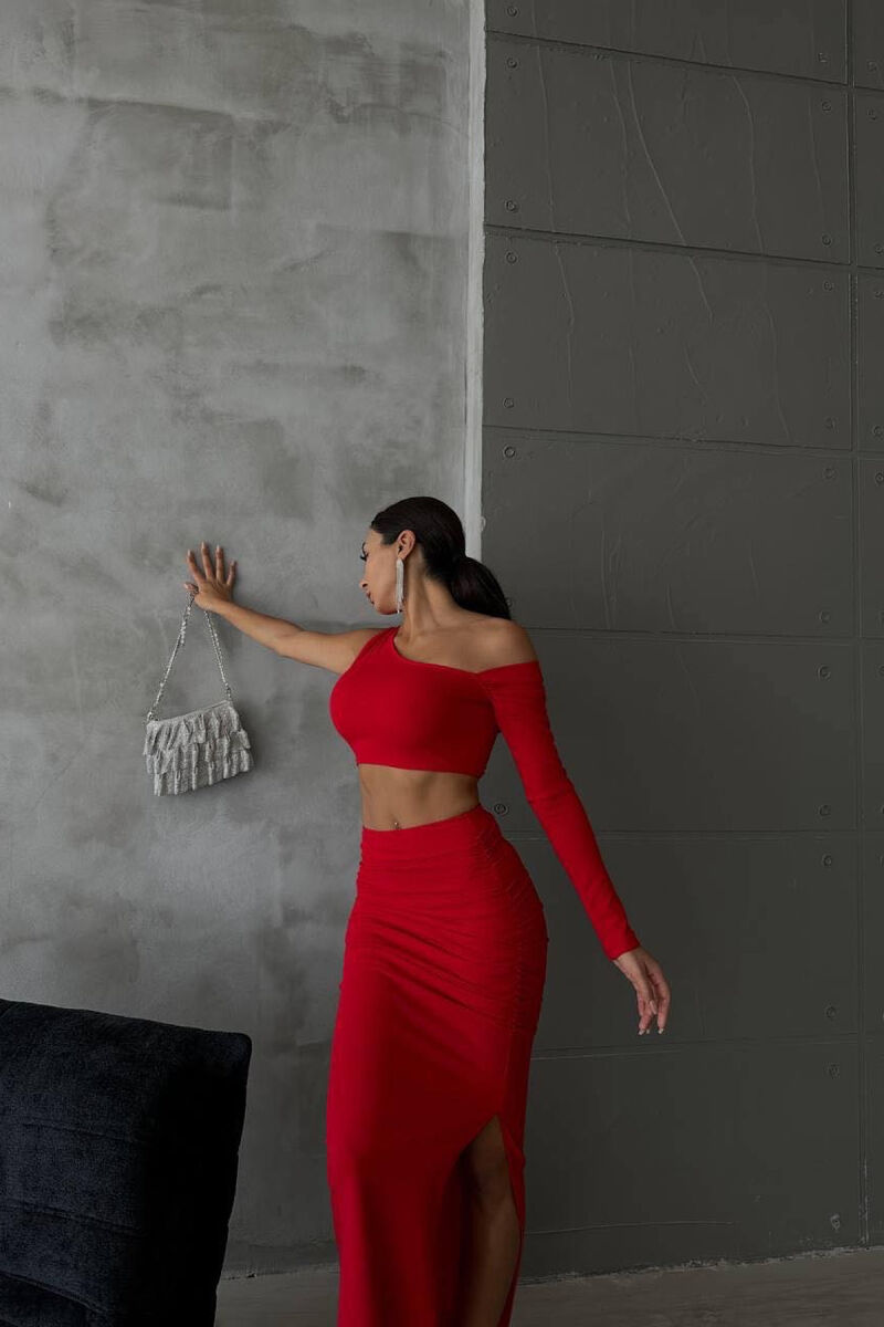 CROP+SKIRT TWO PIECES WOMAN SET RED/E KUQE - 6