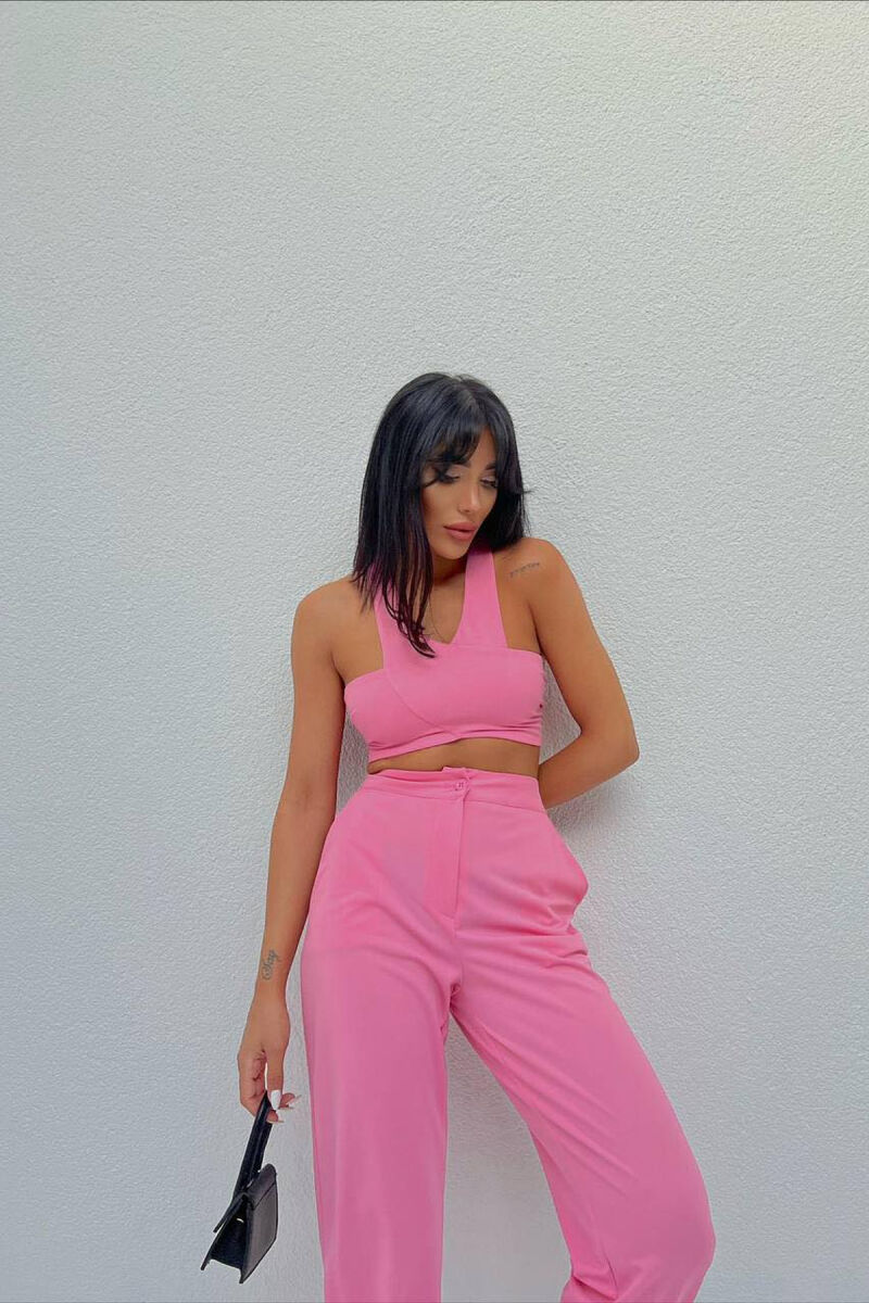 CROP+TROUSERS ONE COLOR WOMAN SET BABY PINK/ROZB - 2