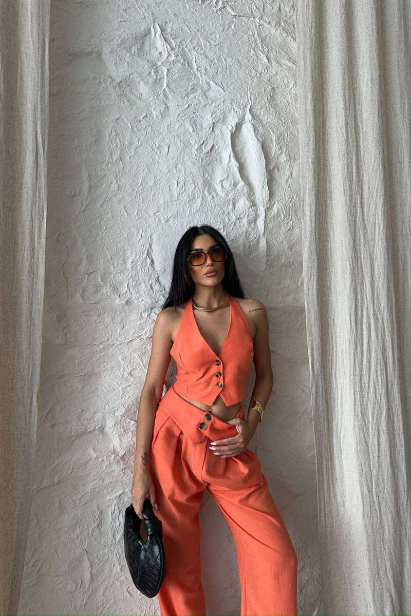 CROP+TROUSERS ONE COLOR WOMEN SET ORANGE/PORTOKALLI - 5