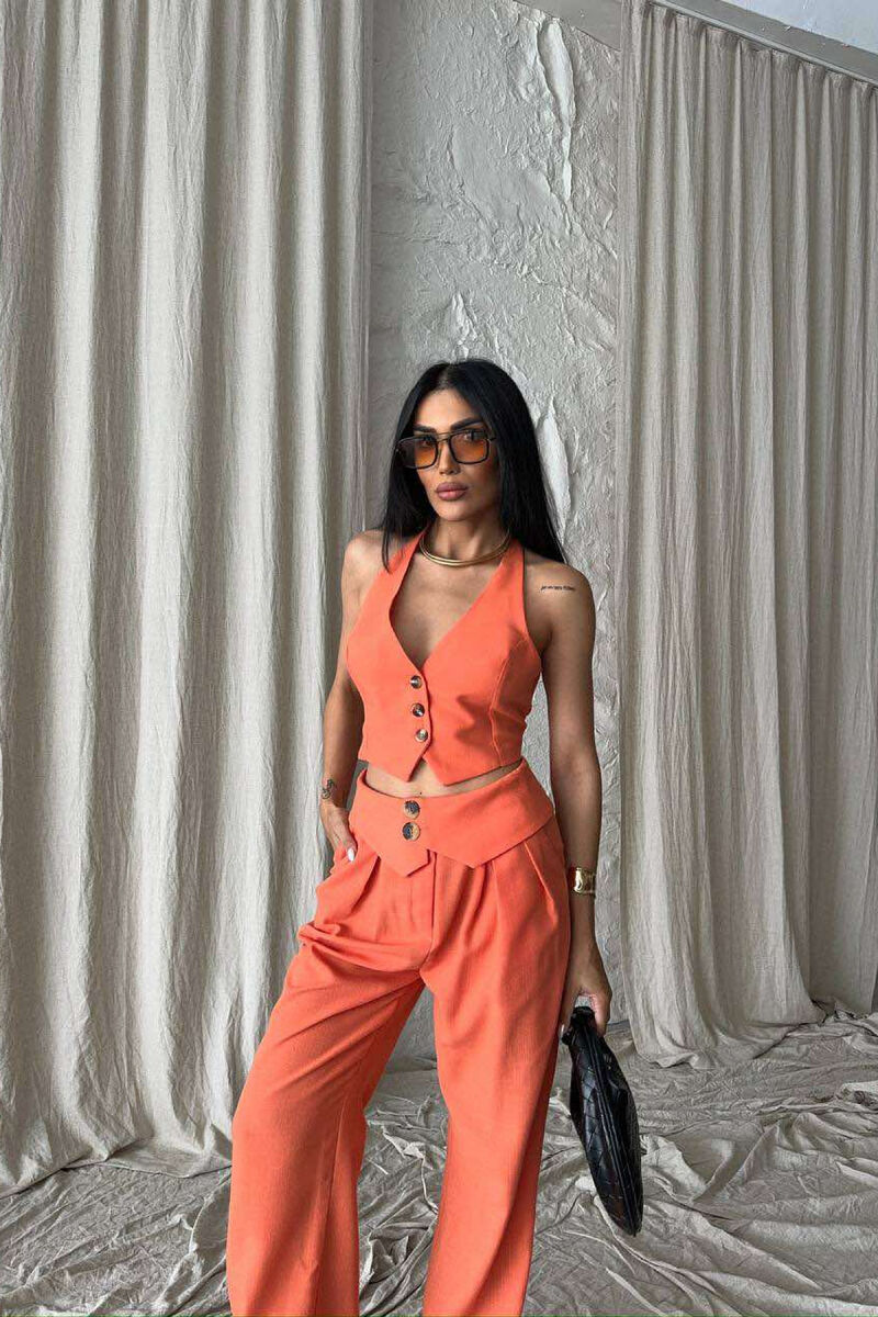 CROP+TROUSERS ONE COLOR WOMEN SET ORANGE/PORTOKALLI - 7