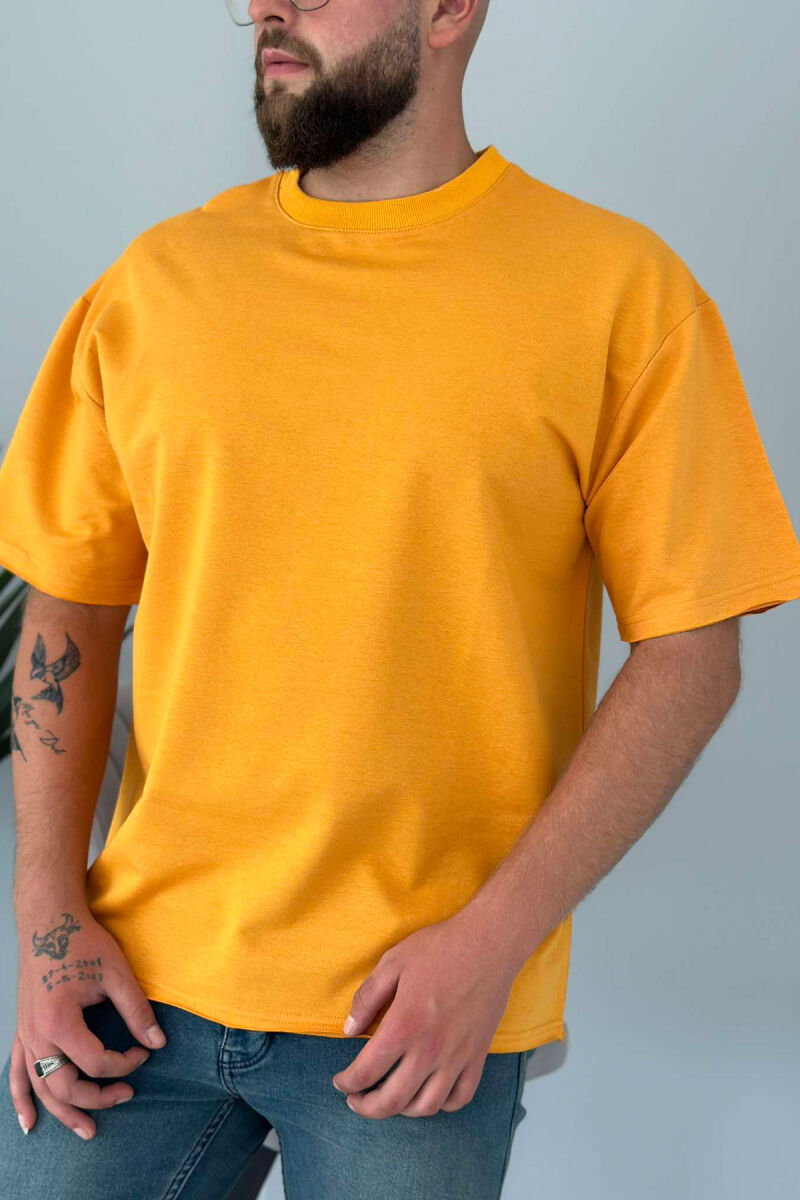 CUT-OFF EDGES ONE COLOR MEN T-SHIRT MUSTARD/MUSTARDE - 2