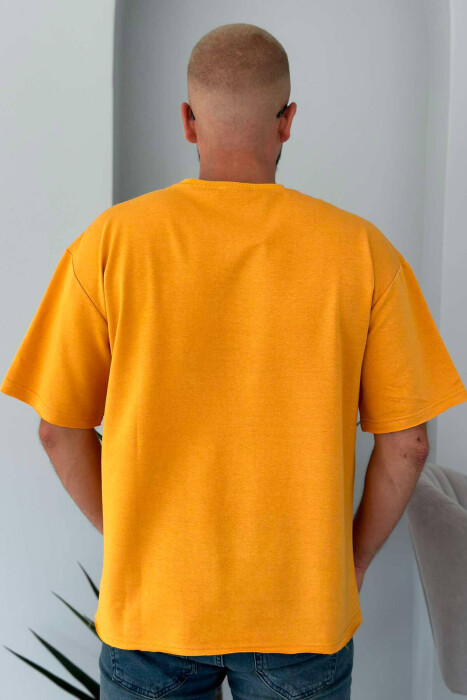 CUT-OFF EDGES ONE COLOR MEN T-SHIRT MUSTARD/MUSTARDE - 3