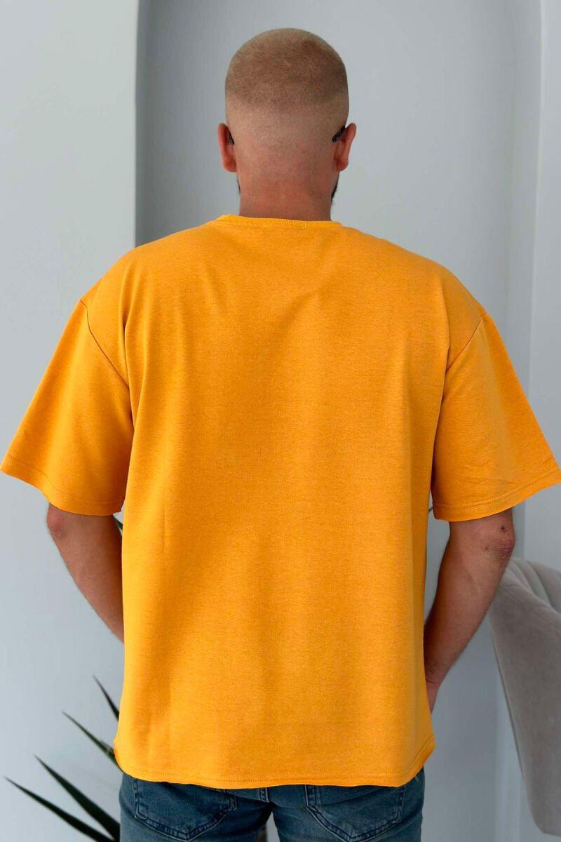 CUT-OFF EDGES ONE COLOR MEN T-SHIRT MUSTARD/MUSTARDE - 3