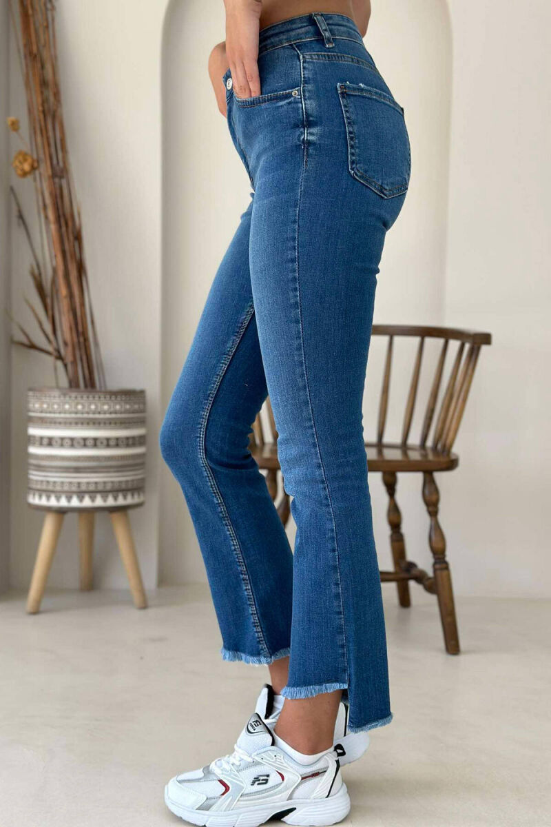 CUT-OFF RIPPED END WOMEN JEANS BLUE/BLU - 4