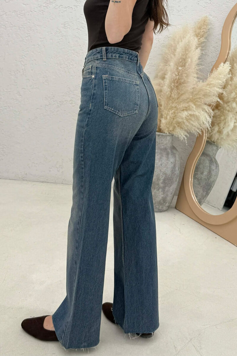 CUT-OFF WIDE LEG WOMEN JEANS BLUE/BLU - 2