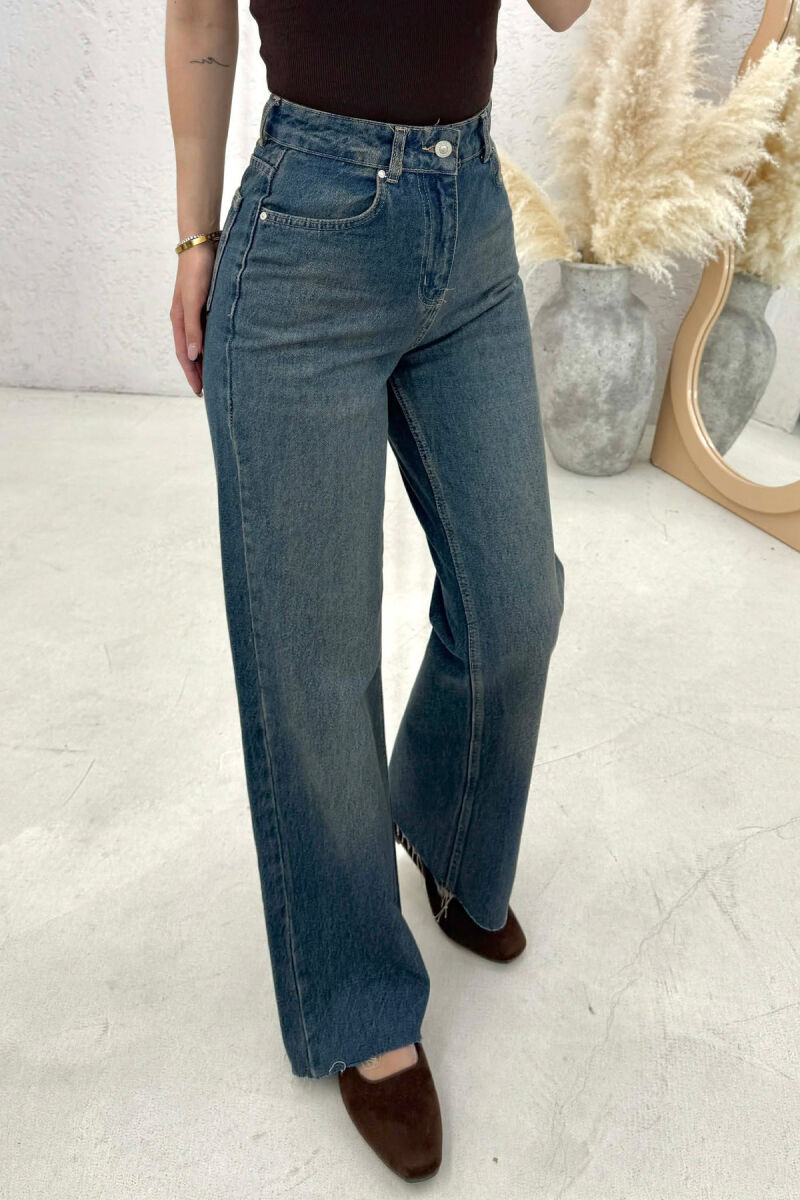 CUT-OFF WIDE LEG WOMEN JEANS BLUE/BLU - 5