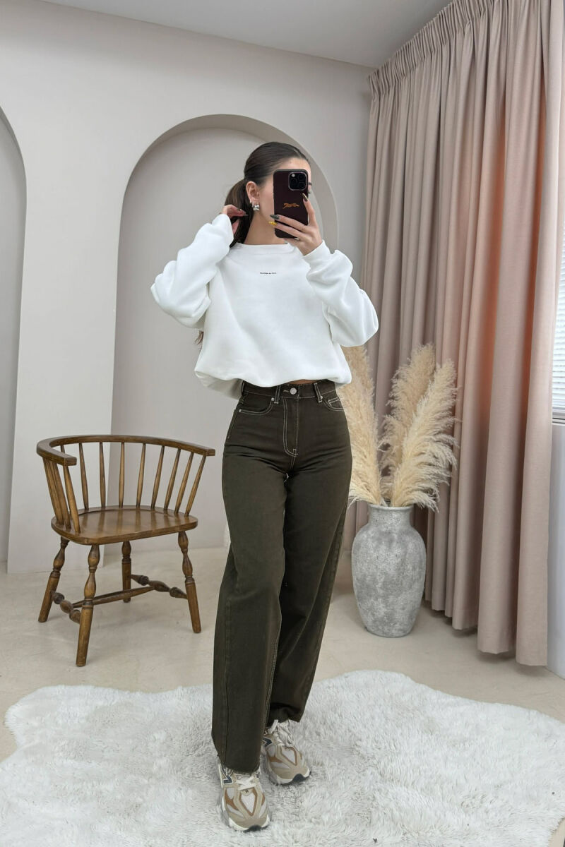 CUT-OFF WIDE LEG WOMEN JEANS GREEN/JESHILE - 4