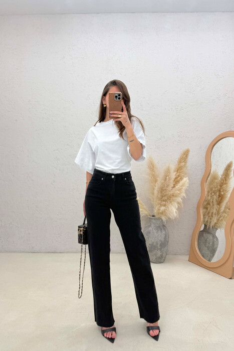 CUTTED EDGES SIMPLE WOMAN JEANS BLACK/ E ZEZE - 2