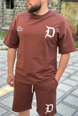 D LETTER COTTON MEN SWEATSUIT BROWN/KAFE - 2