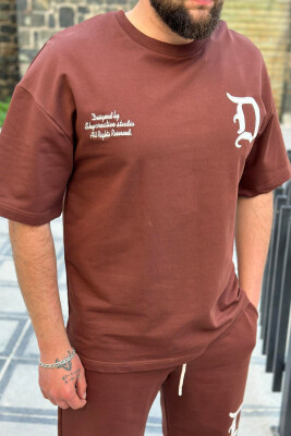 D LETTER COTTON MEN SWEATSUIT BROWN/KAFE - 3