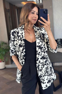 DALMATIAN PRINTED WOMEN JACKET WHITE-BLACK/BAZE - 2