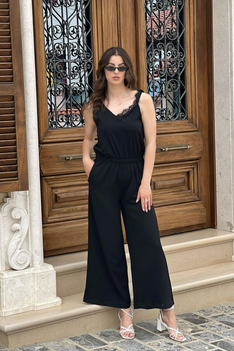 DANTELLE V-NECK WOMEN JUMPSUIT BLACK/ E ZEZE - 1